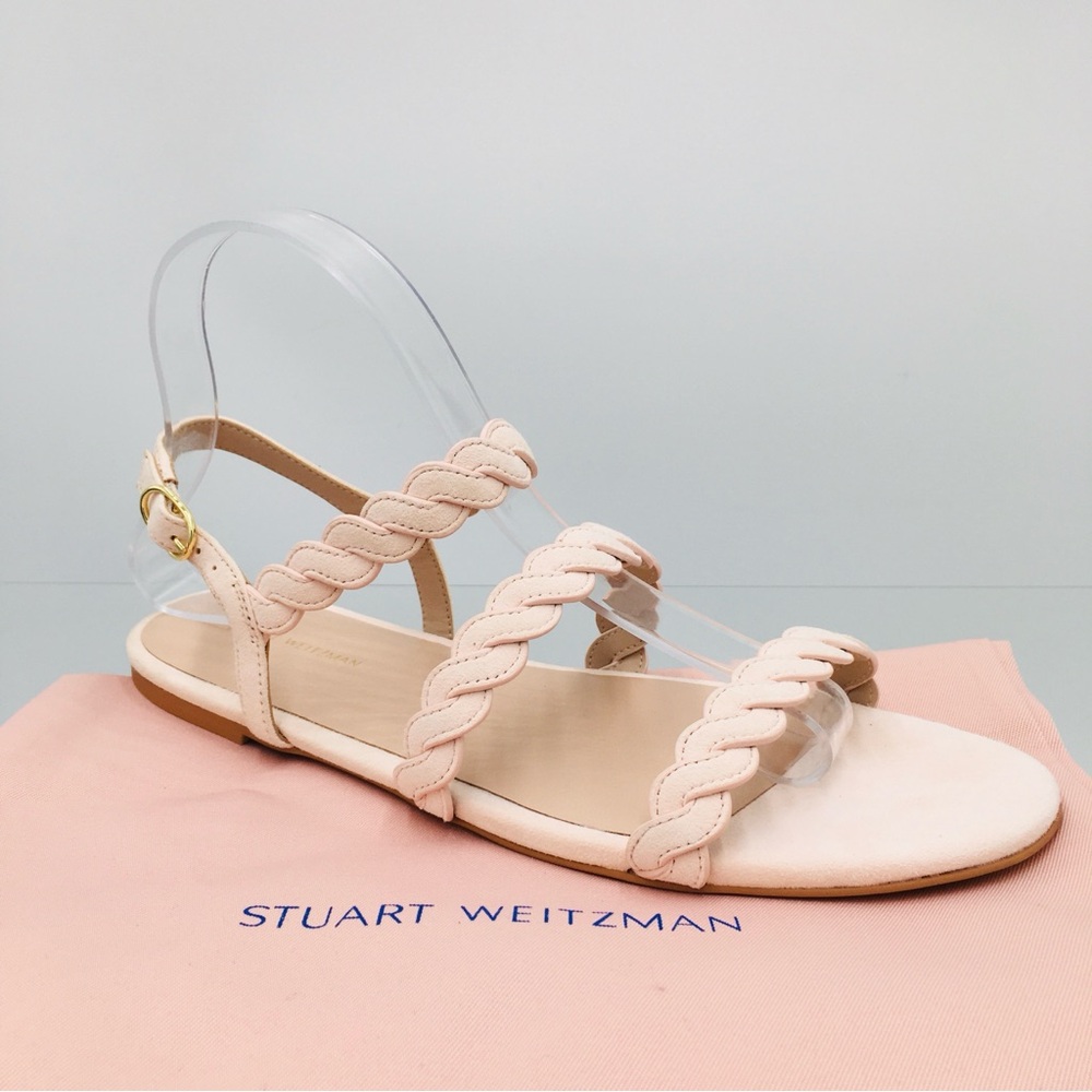 Stuart Weitzman TWISTIE Flet Sandal Rosewater Suede Women’s Size US 9 M
